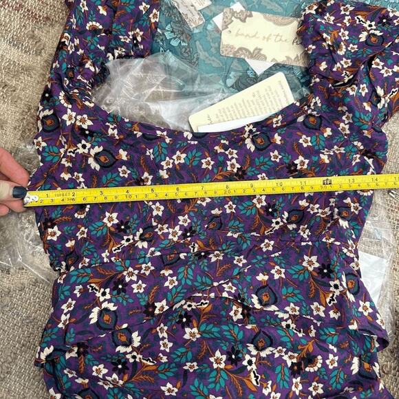 NWT Band Of The Free Womens Purple Ivory Floral Coraline Mini Dress Size XS - Picture 11 of 11